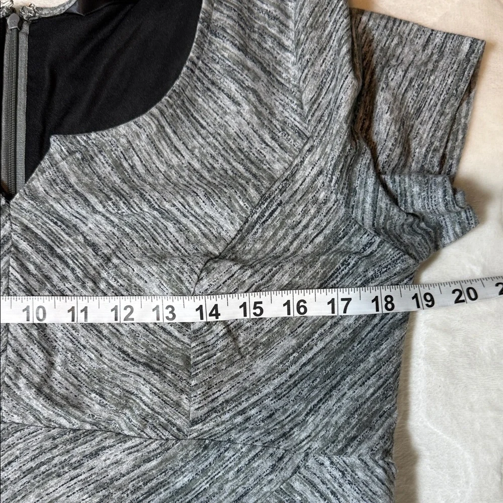 eShakti Gray‎ Fit Flare Midi Dress Medium A Line Notch Neck Work Office Lined